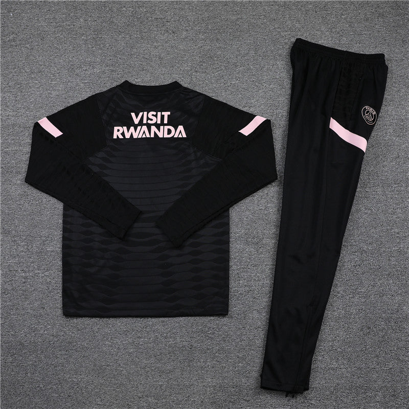 Black pink stripes PSG football tracksuits, back side