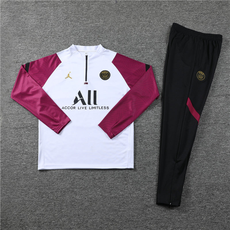 Purple arms and black PSG football tracksuit, front side